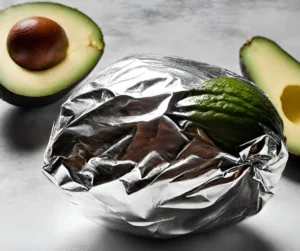 Avocado ripening process in silver foil