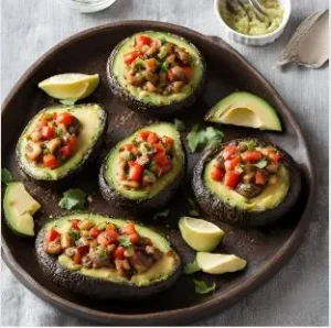 Avocado-stuffed Portobello Mushroom